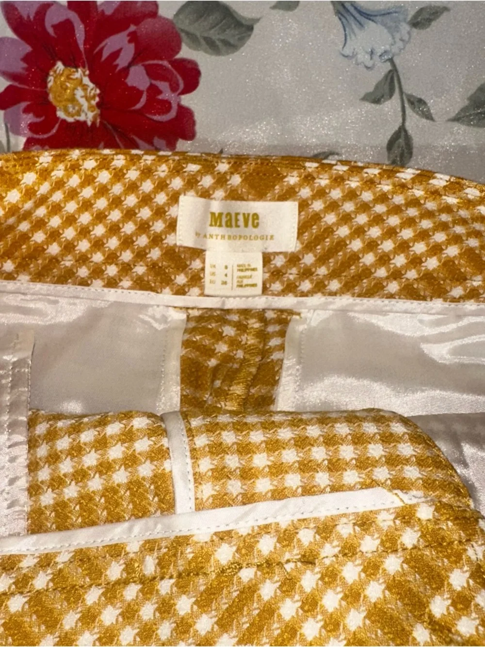 MAEVE BY ANTHROPOLOGIE MUSTARD YELLOW PLAID DOUBLE-BREASTED BLAZER & TROUSER SET - Picture 9 of 9